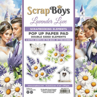 ScrapBoys Lavender Love 6x6 Inch Pop Up Paper Pad (SB-LALO-11)