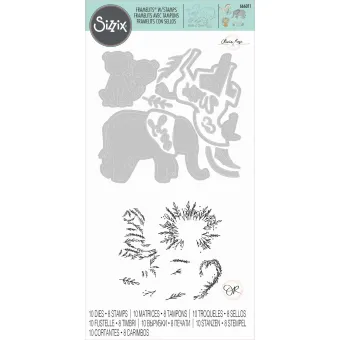 Sizzix Framelits Die Set with Stamps Floral Safari (666011)