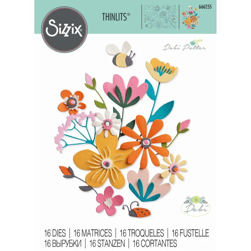 Sizzix Thinlits Die Set Fabulous Bold Florals 16pcs (666255)
