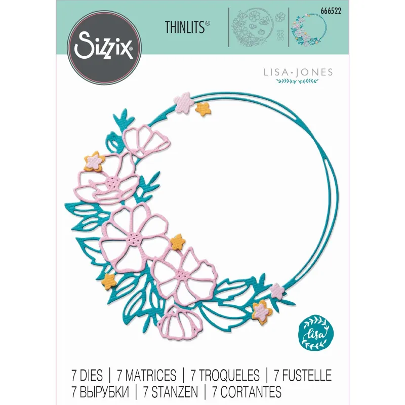 Sizzix Thinlits Die Set Floral Round 7pcs (666522)