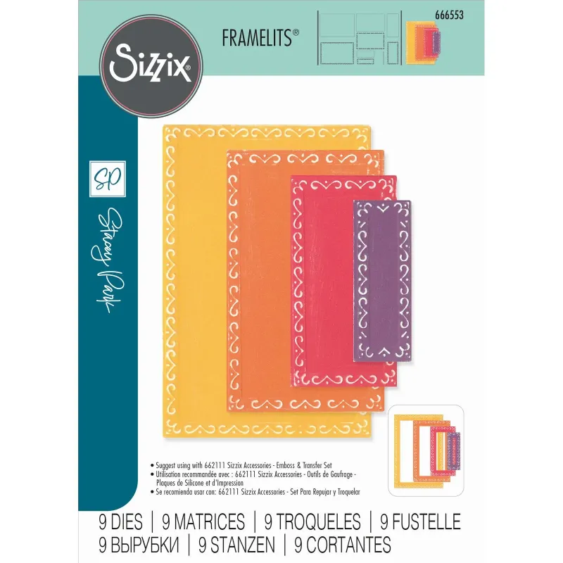 Sizzix Framelits Die Set Fanciful Renee Deco Rectangles 9pcs (666553)