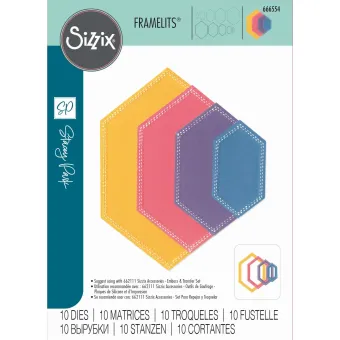 Sizzix Framelits Die Set Fanciful Belinda Stitched Hexagons 10pcs (666554)