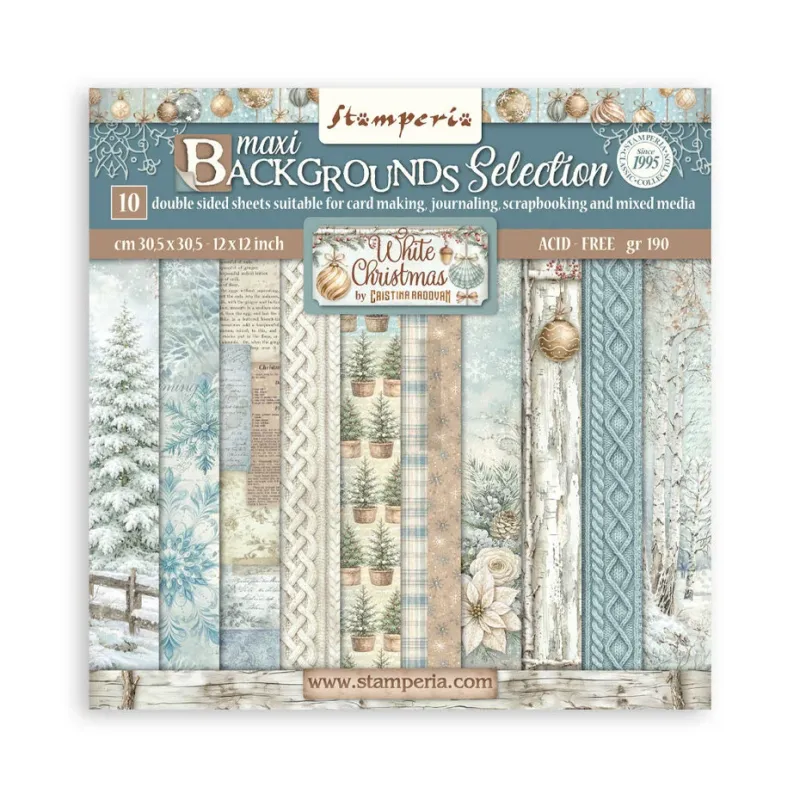 Stamperia White Christmas 12x12 Paper Pack Cristina Radovan (SBBL191)