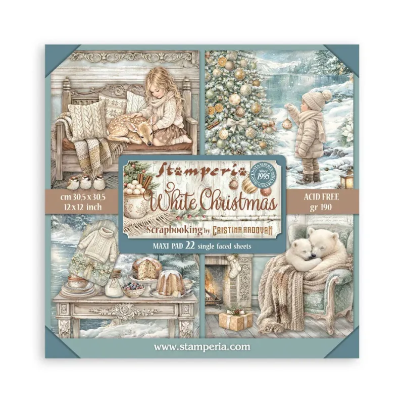 Stamperia White Christmas 12x12 Inch Paper Pack (Single Face) by Cristina Radovan (SBBXLB39)