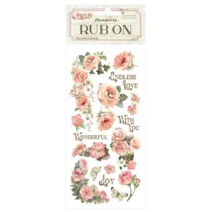 Stamperia House of Roses Rub-On 4x8,5 Inch Writings and Roses (DFLRB152)