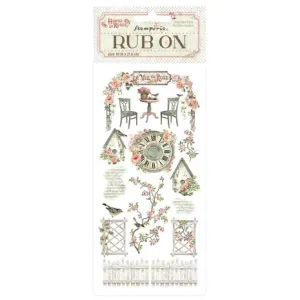Stamperia House of Roses Rub-On 4x8,5 Inch Elements (DFLRB153)