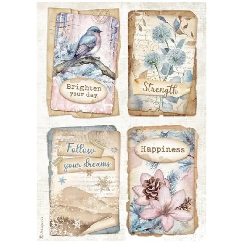 Stamperia Create Happiness Dewdrops A4 Rice Paper 4 Cards (DFSA4969)