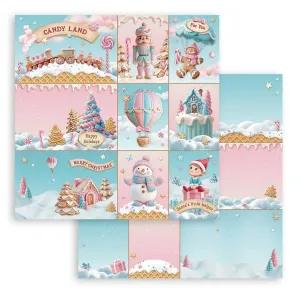 Stamperia Candy Christmas 12x12 Inch Paper Sheet Cards (per stuk) (SBB1083)