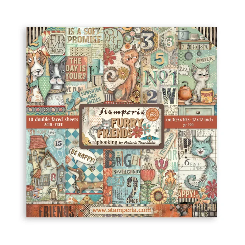 Stamperia Furry Friends 12x12 Inch Paper Pack (SBBL176)