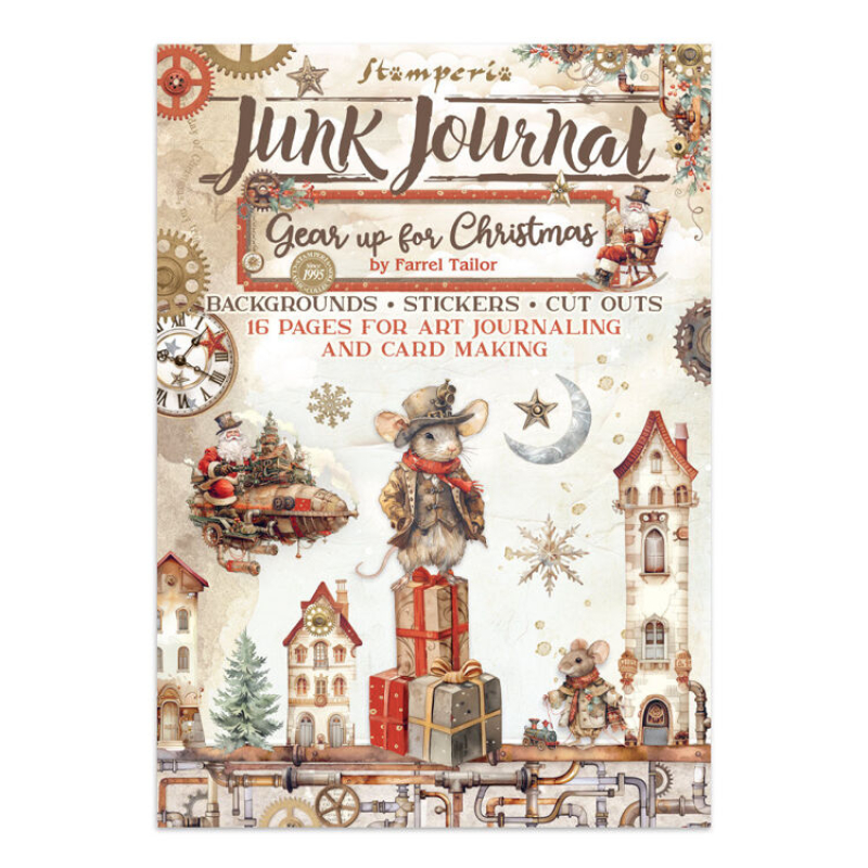 Stamperia Gear up for Christmas Junk Journal Stickers, Backgrounds, Cut-Outs (SBJK10)