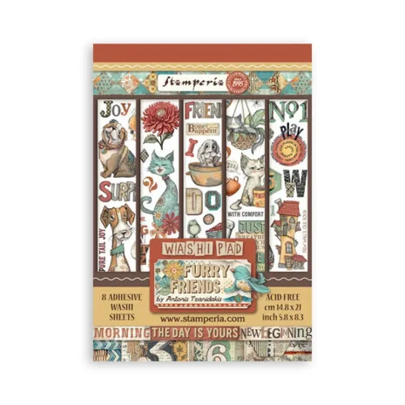 Stamperia Furry Friends A5 Washi Pad (8pcs) (SBW25)