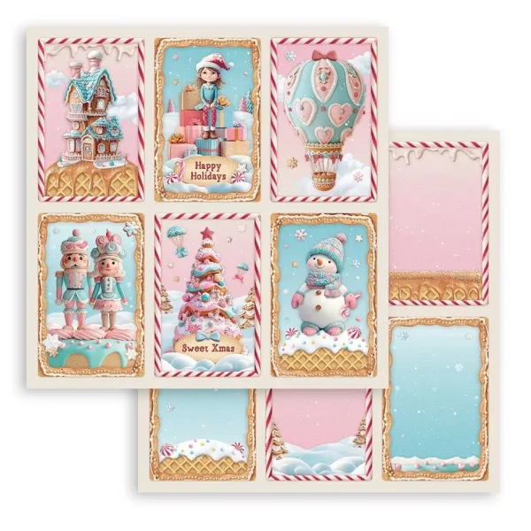 Stamperia Candy Christmas 12x12 Inch Paper Sheet 6 cards (per stuk) (SBB1082)