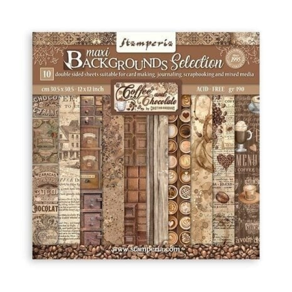 Stamperia Coffee and Chocolate Maxi Background 12x12 Inch Paper Pack (SBBL145)