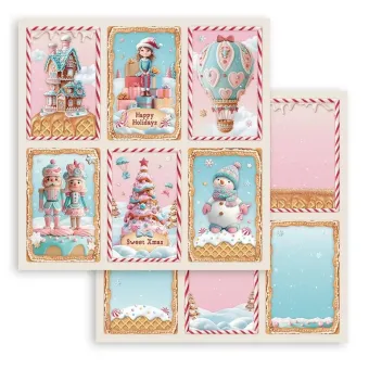 Stamperia Candy Christmas 12x12 Inch Paper Sheet 6 cards (per stuk) (SBB1082)