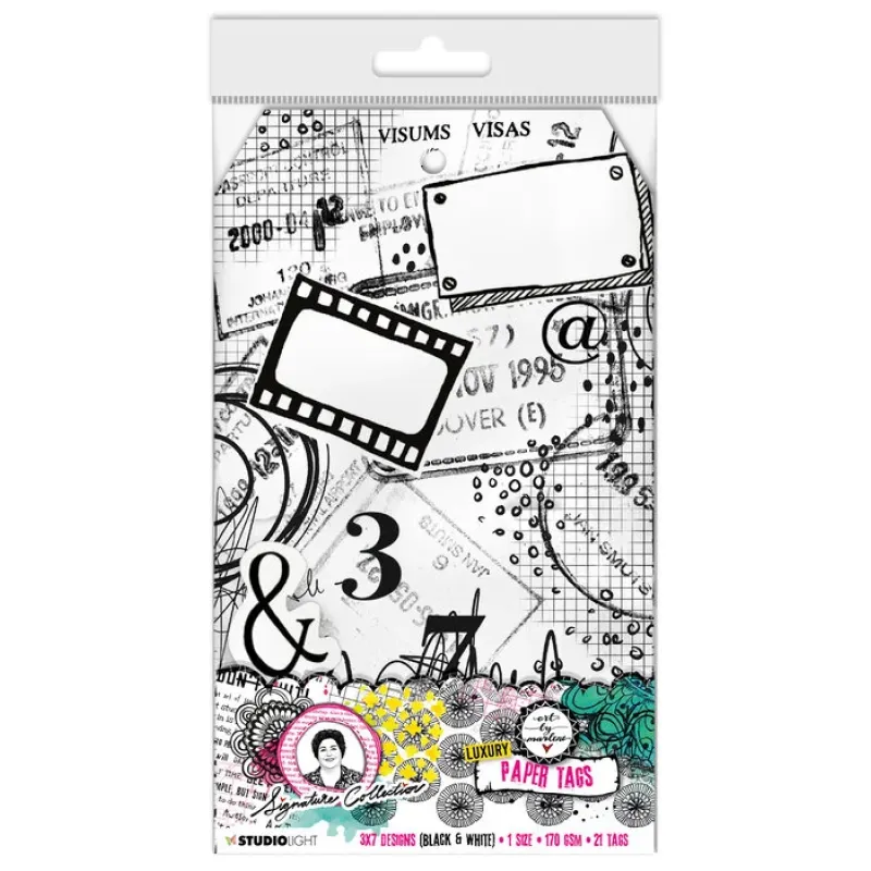 Art By Marlene Signature Collection Luxury Paper Tags Black and White Prints (ABM-SI-TAG01)