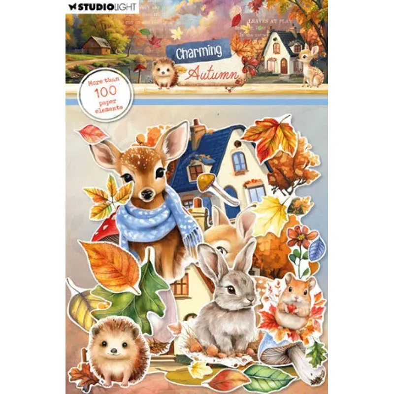 Studio Light Charming Autumn Paper Elements Leaves, Animals & Houses (SL-CA-PE28)