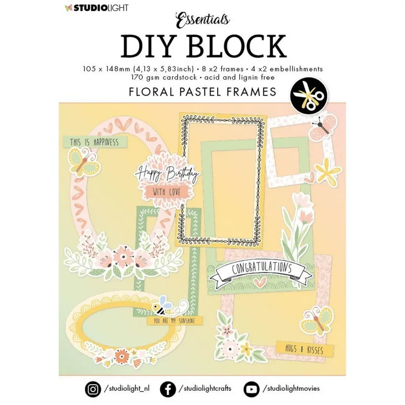 Studio Light Floral Pastel Frames DIY Block (SL-ES-DCB65)