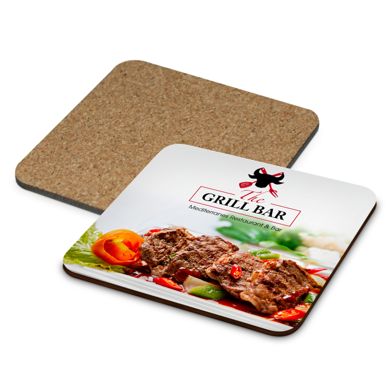 Sublistar MDF coaster, 95 x 95 x 3 mm, cork/glossy white - 2 stuks (SST-COA-Q-95-C)