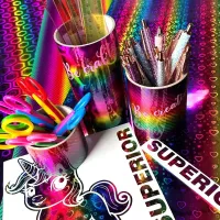 Superior 9400 - glans - 9486 rainbow hearts (30x50cm)