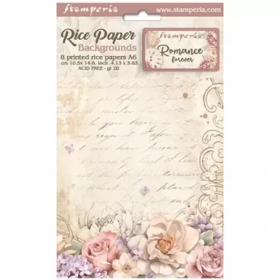 Stamperia Romance Forever A6 Rice Paper Backgrounds (8pcs) (DFSAK6014)