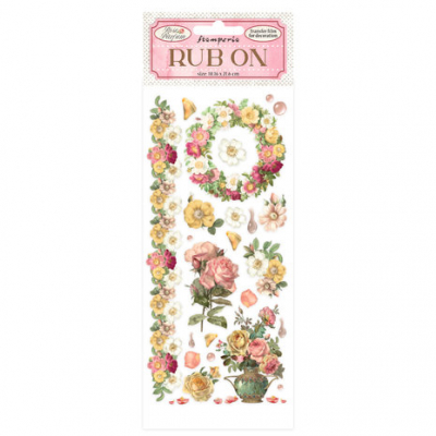 Stamperia Rose Parfum Rub-On 4x8,5 Inch Flowers and Garland (DFLRB15)