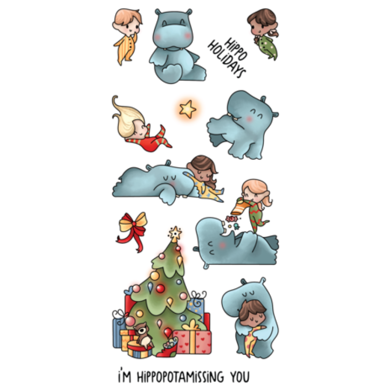LDRS Creative Hippopotamus for Christmas 4x8 Inch Clear Stamps (LDRS3345)