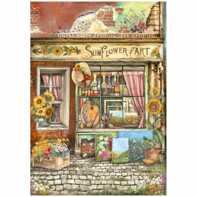 Stamperia Sunflower Art A4 Rice Paper Shop (DFSA4771) per stuk