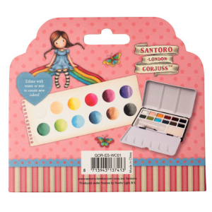 Gorjuss Watercolor Set w/ Tray, Water Brush, Sponge (1ml x 12colors) (GOR-ES-WC01)