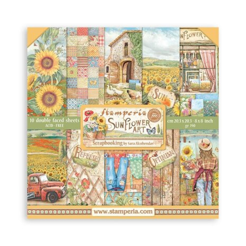 Stamperia Sunflower Art 8x8 Inch Paper Pack (SBBS83)