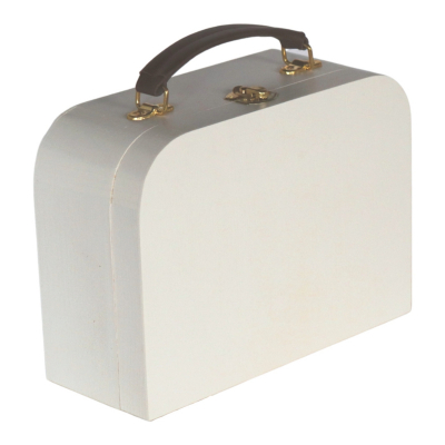 Kinderkoffertje hout wit 23 cm (Kinderkoffertje-Hout)