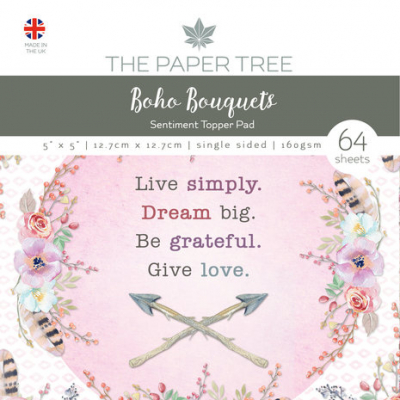 The Paper Tree Boho Bouquets 5x5 Inch Sentiment Topper Pad (PTC1019)
