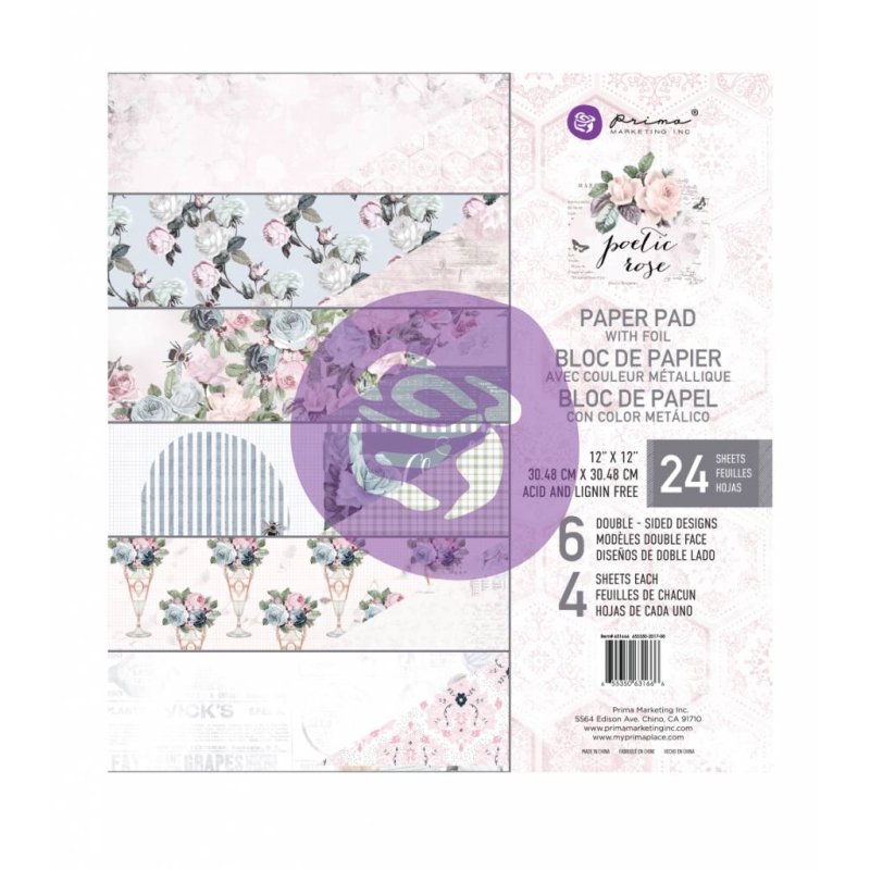 Prima Marketing Poetic Rose 12x12 Inch Paper Pad (631666)