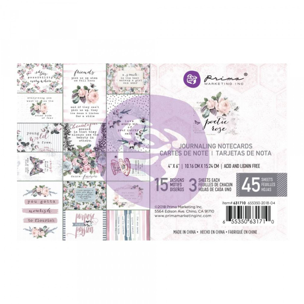 Prima Marketing Poetic Rose 4x6 Journal Cards (631710)