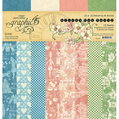 Graphic 45 Alice's Tea Party 12x12 Inch Patterns & Solids Paper Pad (4502360)