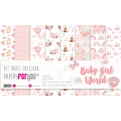 Papers For You Baby Girl World Canvas Scrap Pack (8pcs) (PFY-3472)