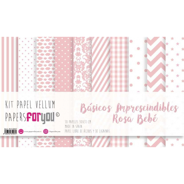 Papers For You Basicos Imprescindibles Rosa Bebe Vellum Paper Pack (10pcs) (PFY-3907) ( PFY-3907)