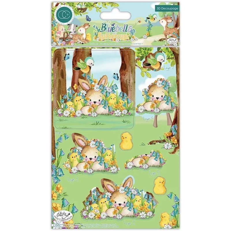 Craft Consortium Bluebells and Buttercups 3D Decoupage Set (CCDPAK006)