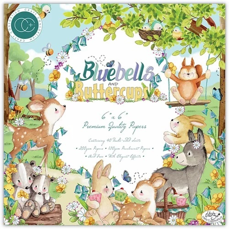 Craft Consortium Bluebells and Buttercups 6x6 Inch Paper Pad (CCPPAD025B)