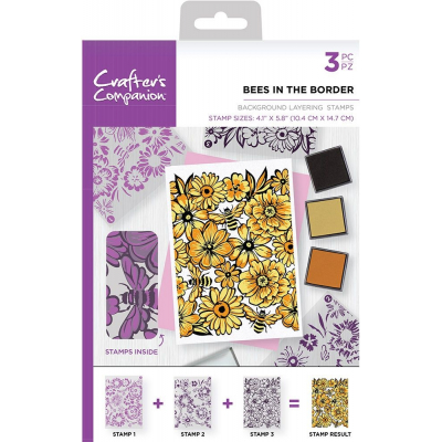 Crafter's Companion Bees in the Border A6 Background Layering Stamps (CC-ST-CA-BKBEE)