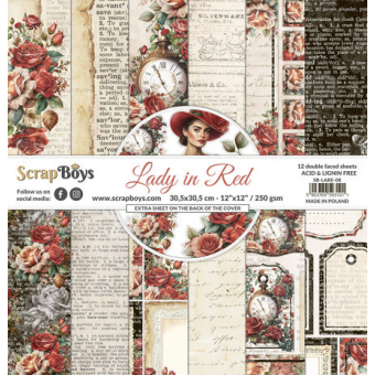 ScrapBoys Lady in Red 12x12 Inch Paper Pack (SB-LARE-08)