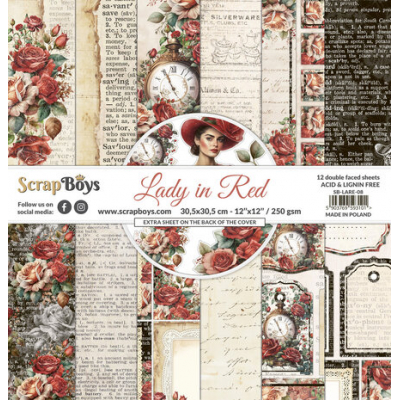 ScrapBoys Lady in Red 12x12 Inch Paper Pack (SB-LARE-08)