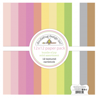 Doodlebug Design Bundle of Joy 12x12 Inch Textured Cardstock Paper Pack (6855)