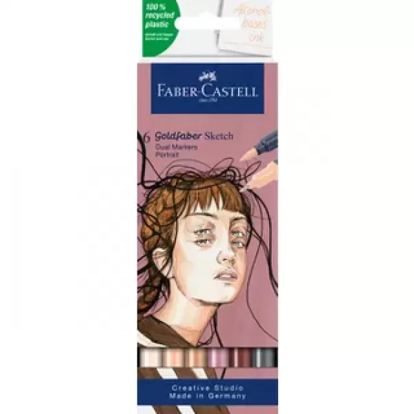 Faber-Castell Sketchmarker Goldfaber etui 6 stuks Portrait op alcoholbasis (FC-164812)