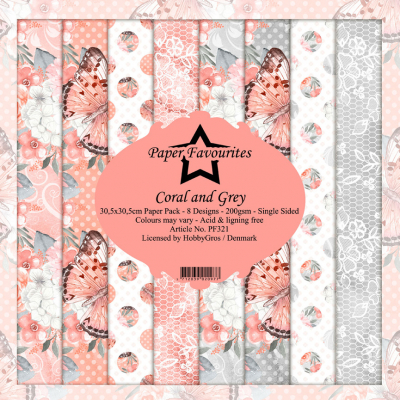 Paper Favourites Coral and Grey 12x12 Inch Paper Pack