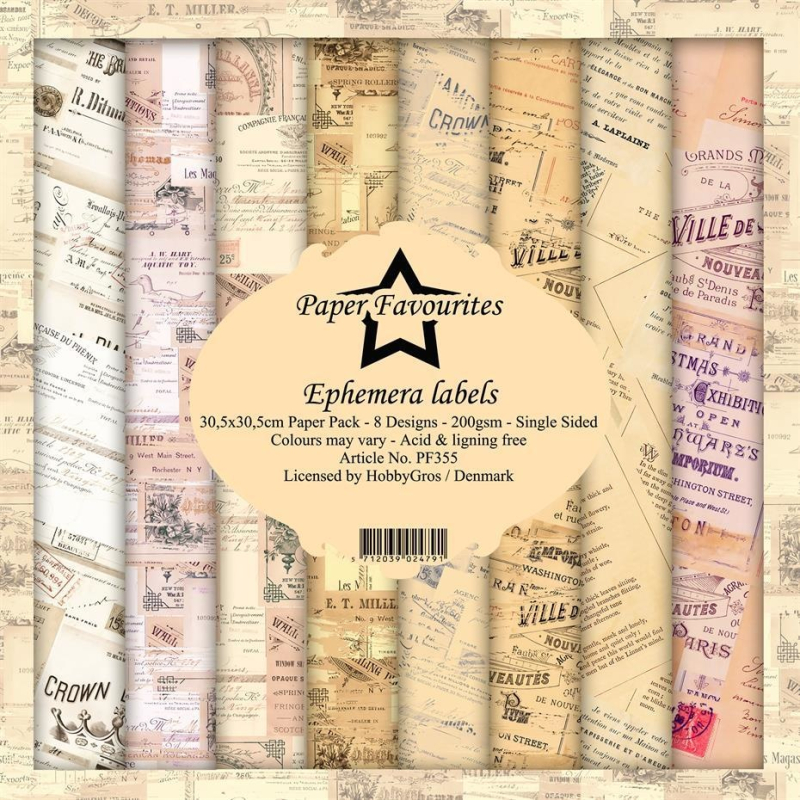 Paper Favourites Ephemera Labels 12x12 Inch Paper Pack (PF355)