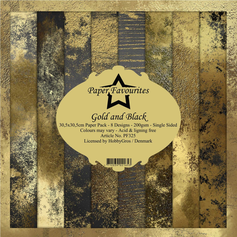 Paper Favourites Gold and Black 12x12 Inch Paper Pack (PF325)