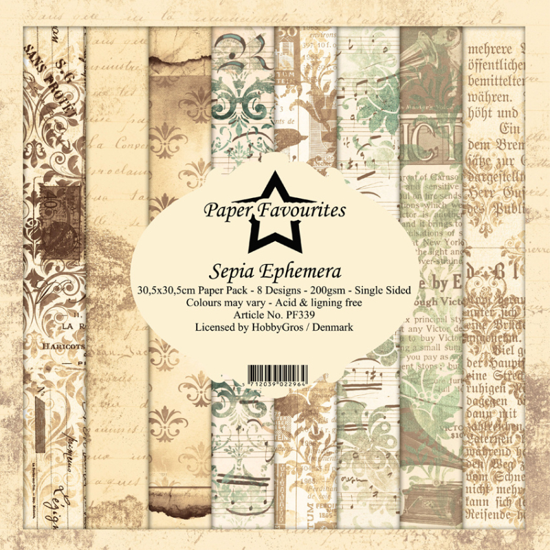 Paper Favourites Sepia Ephemera 12x12 Inch Paper Pack (PF339)
