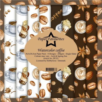 Paper Favourites Watercolor Coffee 12x12 Inch Paper Pack (PF353)