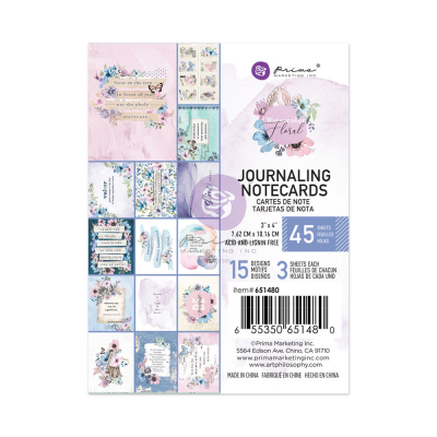 Prima Marketing Watercolor Floral 3x4 Inch Journaling Cards