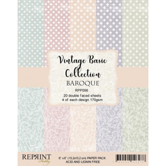 Reprint Vintage Basic Collection Damask 6x6 Inch Paper Pack (RPP056)